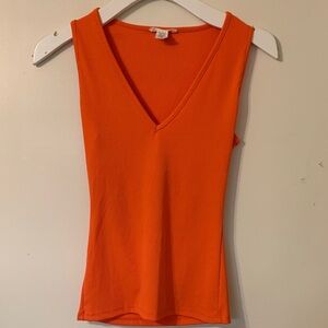 Vibrant Orange V-Neck Tank Top